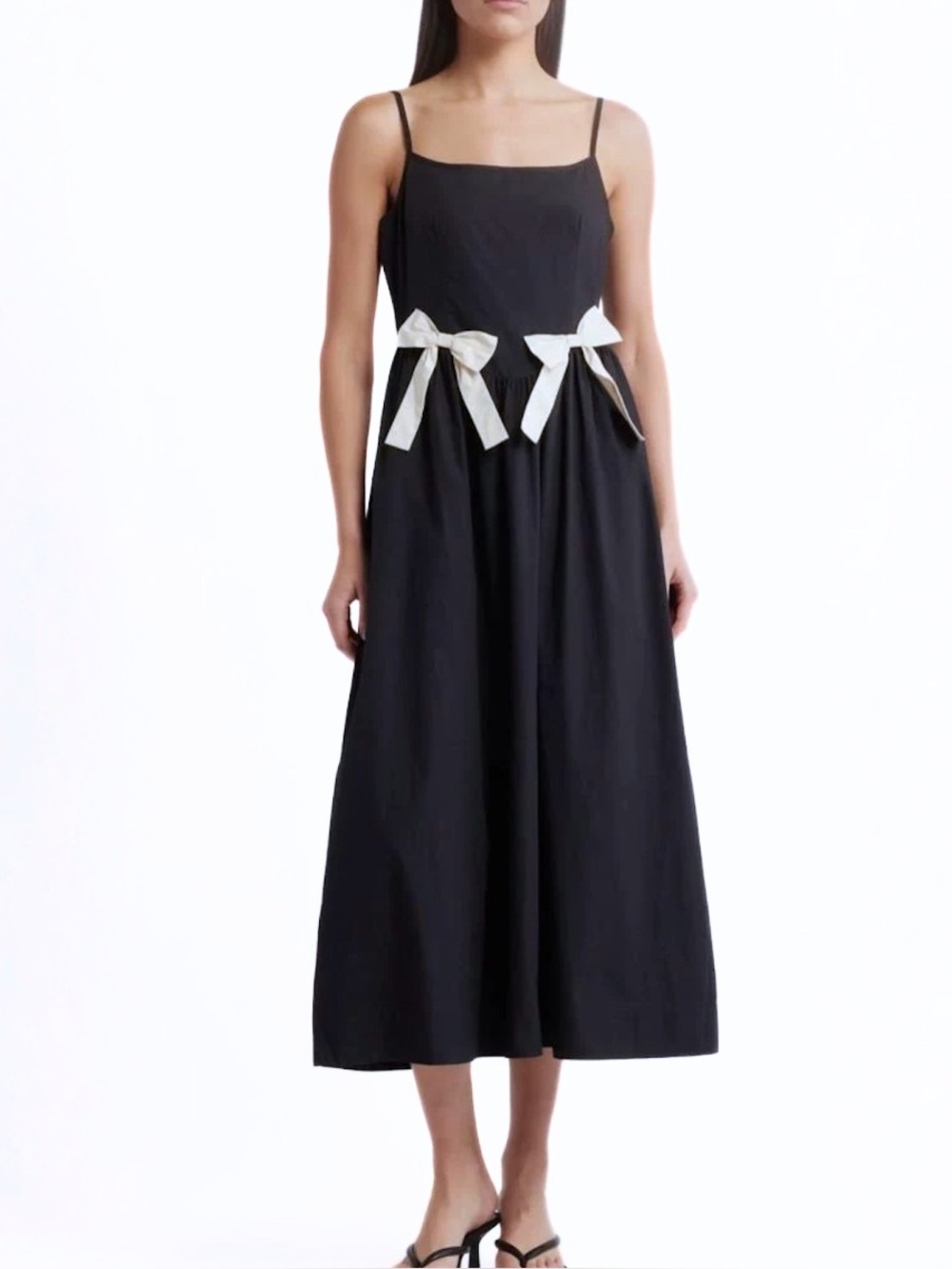Moon River Black Dress with Cream Bows